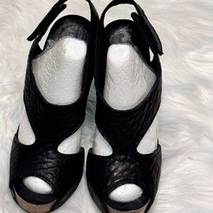 Pedro Garcia Black and White Peep-Toe Heels